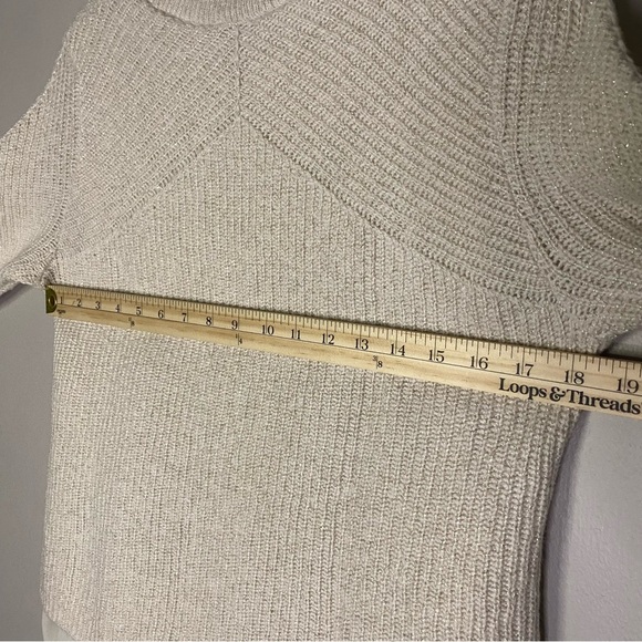 Lucky Brand holiday cream gold metallic crew neck knit sweater Size large - Picture 9 of 12